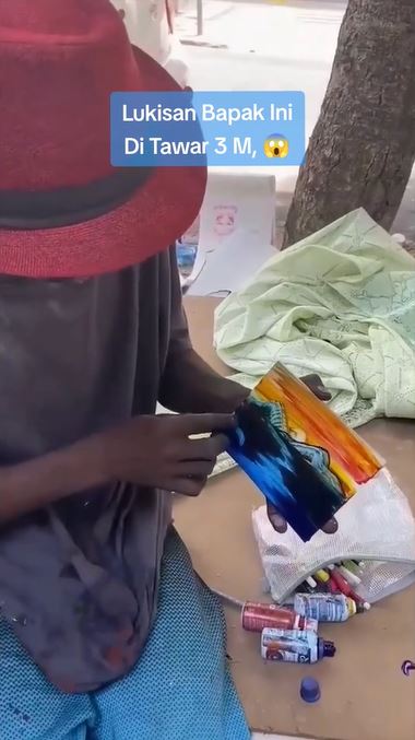 potret lukisan dibuat tanpa kuas laku miliaran rupiah TikTok