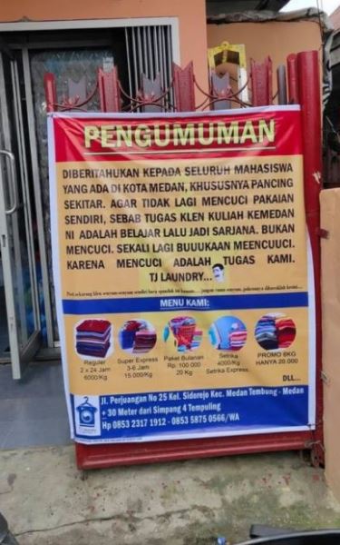 potret kocak spanduk toko laundry Berbagai sumber