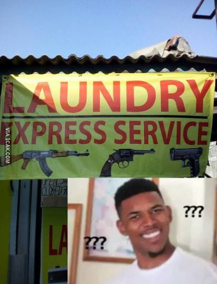 potret kocak spanduk toko laundry Berbagai sumber