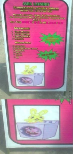 potret kocak spanduk toko laundry Berbagai sumber