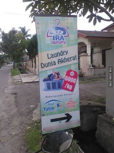 potret kocak spanduk toko laundry Berbagai sumber
