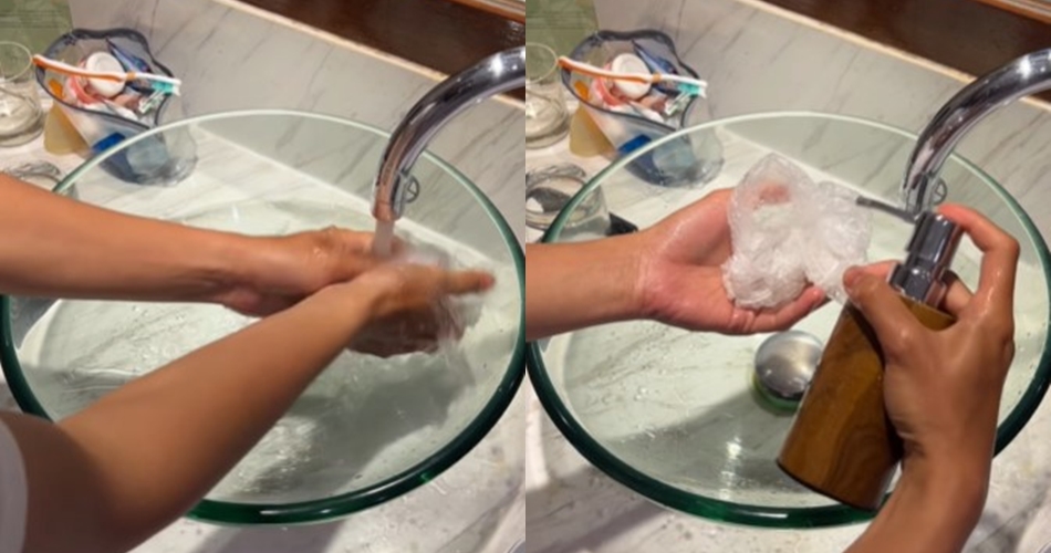 Cara pria bikin spons cuci gelas dari alat tak terduga ini kreatif banget, ampuh hasilkan banyak busa