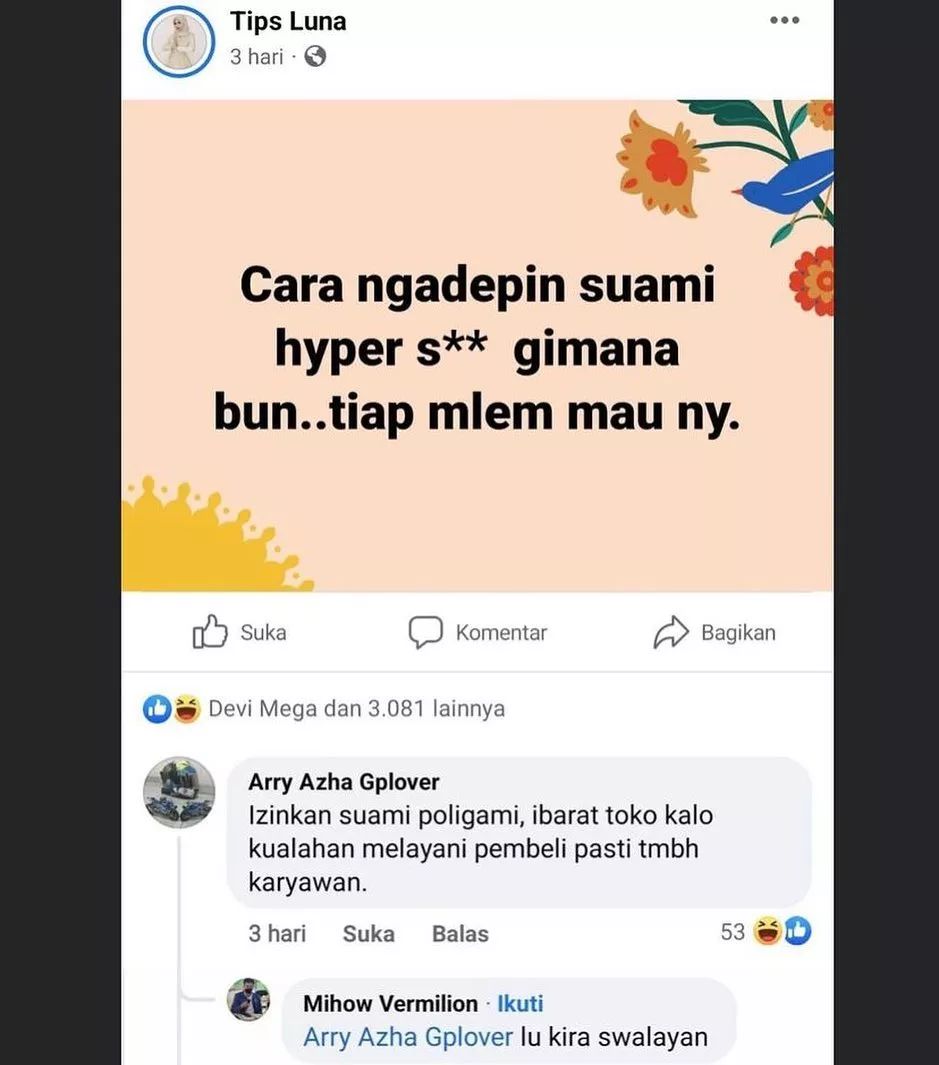 Status dikomen nyeleneh bikin pengen benturin kepala Berbagai sumber