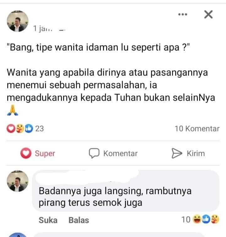 Status dikomen nyeleneh bikin pengen benturin kepala Berbagai sumber