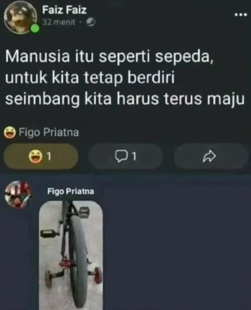 Status dikomen nyeleneh bikin pengen benturin kepala Berbagai sumber