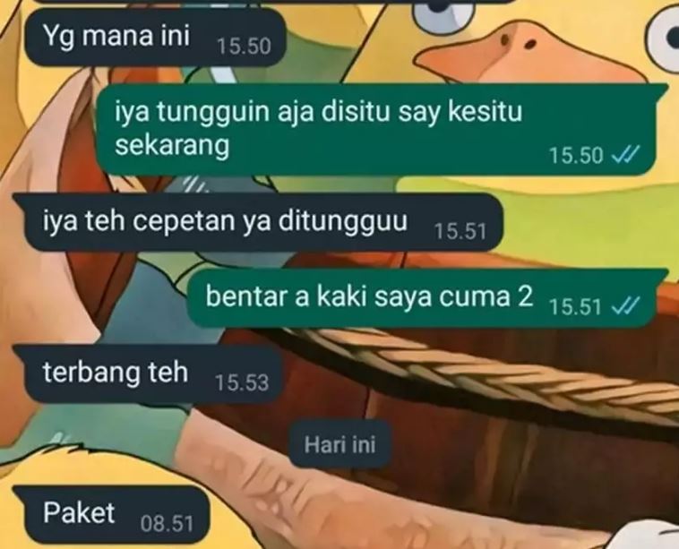 chat lucu kurir paket ajak customer bercanda Berbagai sumber