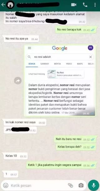 chat lucu kurir paket ajak customer bercanda Berbagai sumber