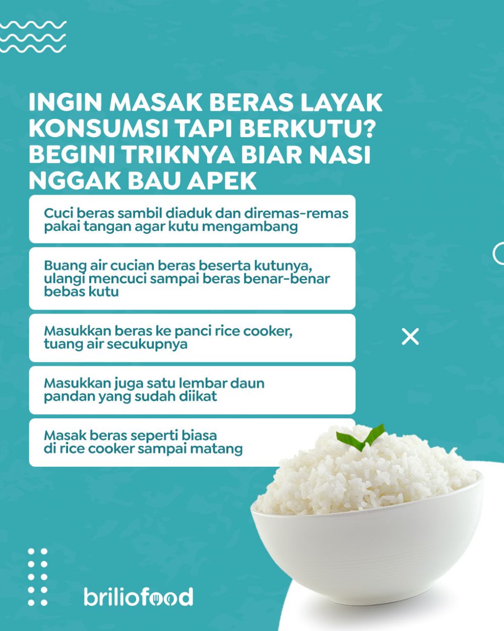 Trik masak beras yang telanjur berkutu ini hasilnya nggak bau apek, cukup pakai 1 jenis daun
