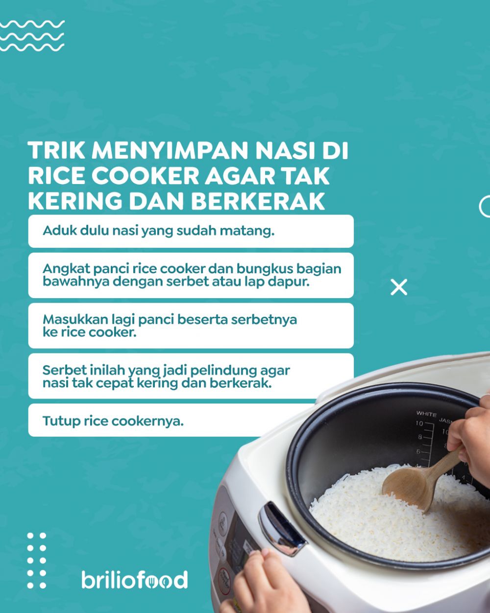 Trik menyimpan nasi di rice cooker agar tak kering dan berkerak, cukup pakai 1 alat dapur