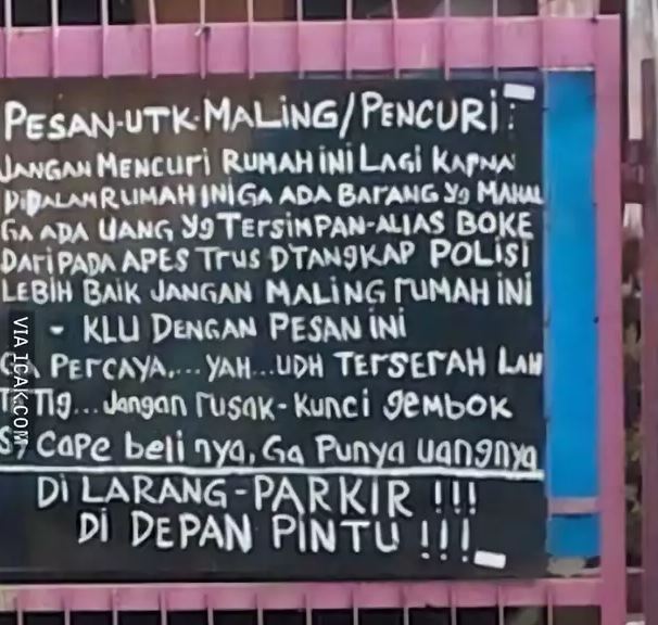 Potret kocak peringatan jangan mencuri Berbagai sumber