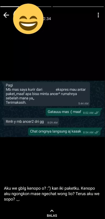 Chat customer ditanya alamat bikin puyeng Berbagai sumber