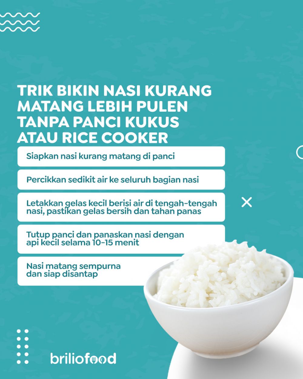 Trik atasi nasi kurang matang agar berubah pulen, simpel tanpa panci kukus atau rice cooker