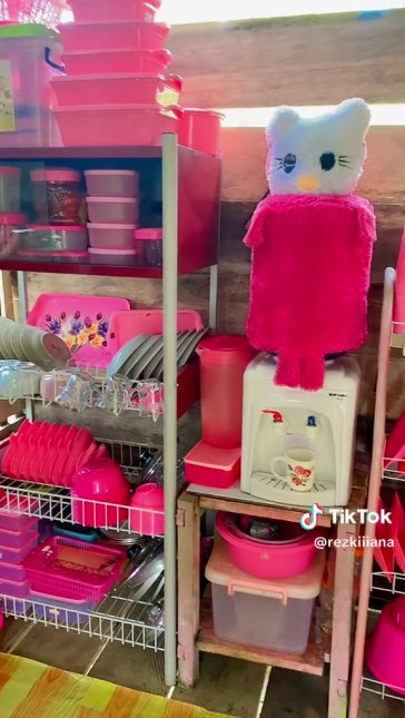 dapur kayu pink © TikTok