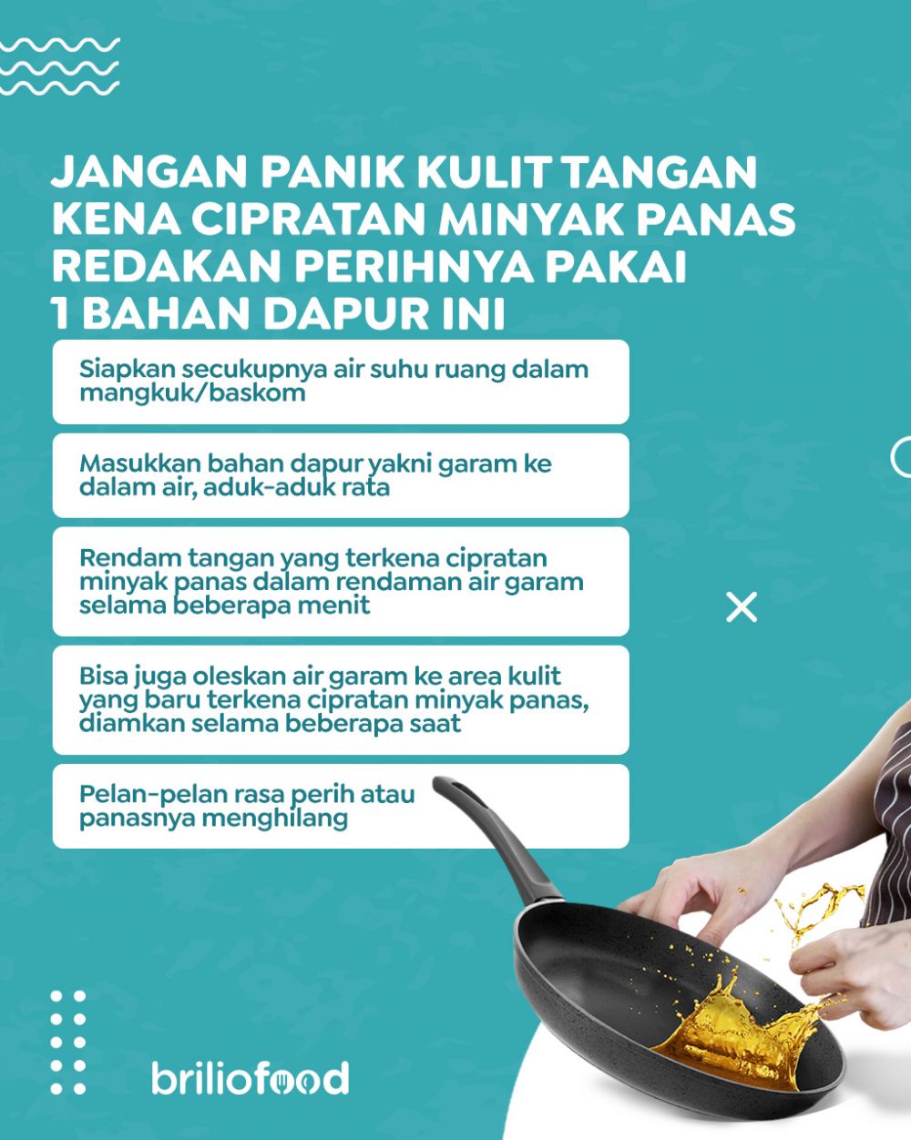 Tak perlu diolesi pasta gigi, ini cara atasi kulit terkena cipratan minyak panas pakai 1 bahan dapur