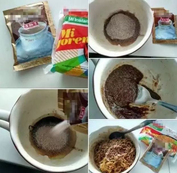 potret kocak cara makan mi instan Berbagai sumber