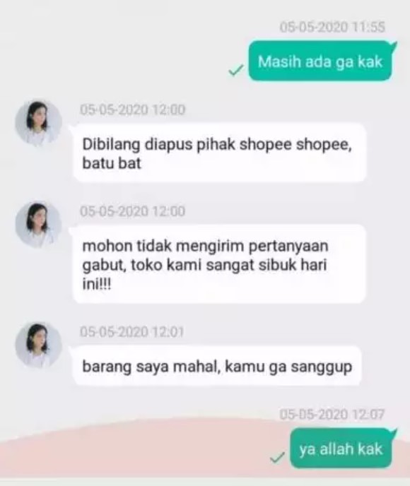 Chat lucu dari penjual absurd Berbagai sumber