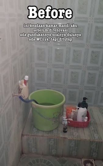 Potret renovasi kamar mandi sempit 1x1,5 meter low budget jadi estetik © 2023 brilio.net