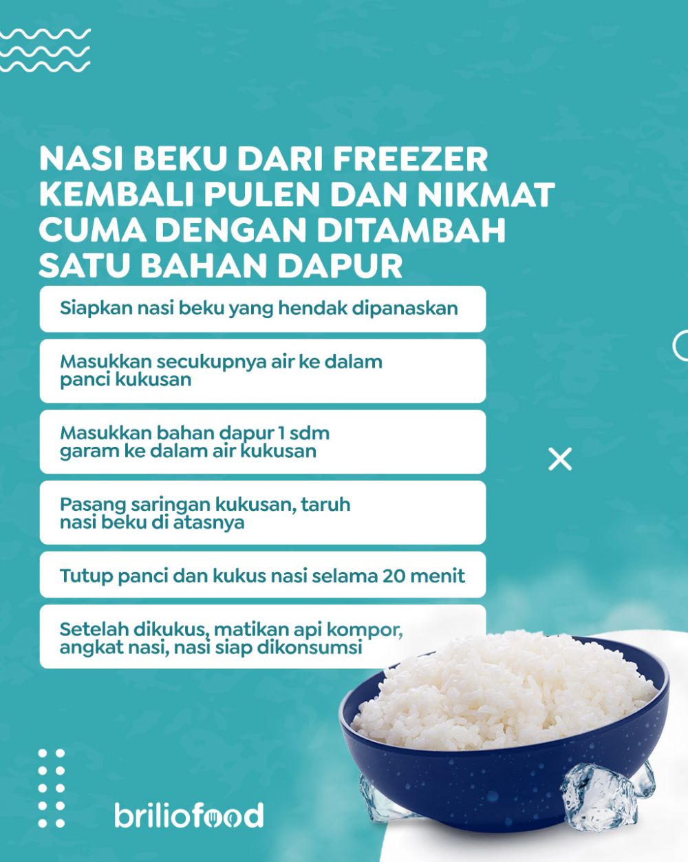 Tanpa es batu, ini trik memanaskan nasi beku dari freezer agar pulen kembali cuma tambah 1 bahan dapur