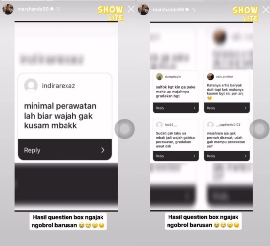 Marshanda dicibir wajahnya © Instagram