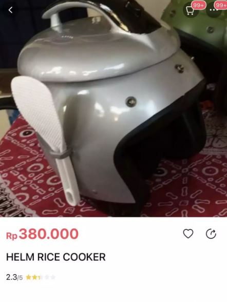 Potret kocak orang pakai helm rice cooker Berbagai sumber
