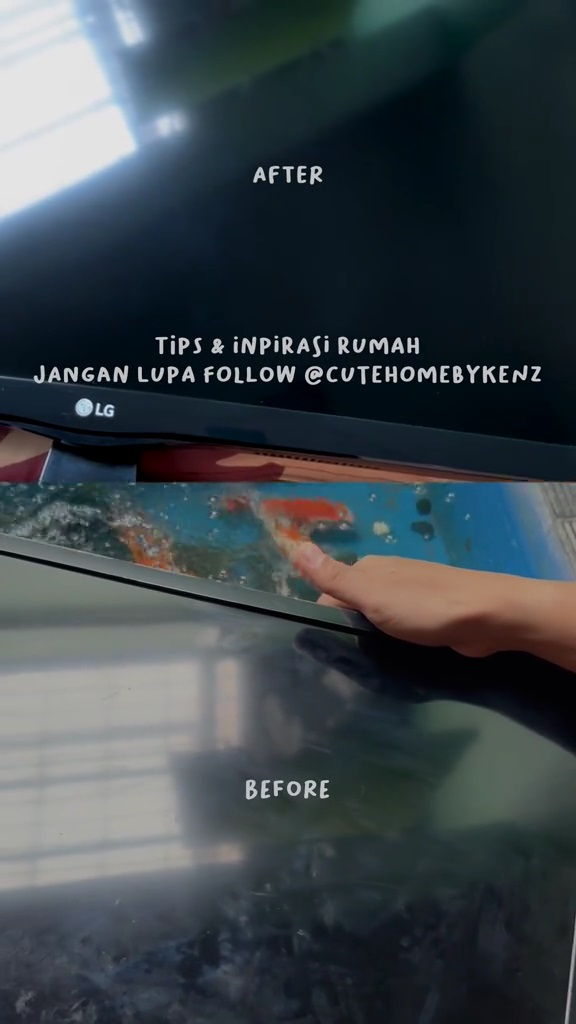 cara bersihkan layar tv © TikTok