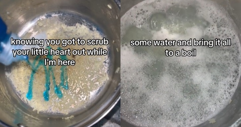 Tak perlu direndam lama, ini trik cepat bersihkan sisa kerak nasi di dalam panci pakai 2 bahan dapur