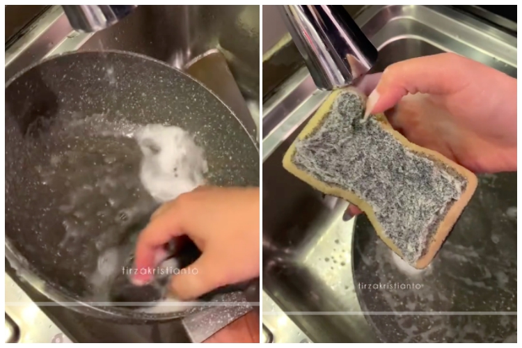 Tak perlu baking soda, ini cara cuci wajan berminyak agar keset lagi cuma tambah 1 alat sederhana