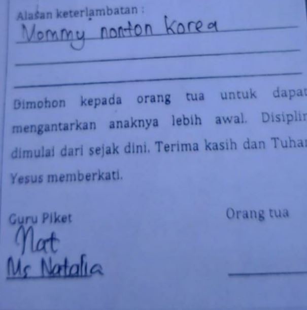 Potret kocak surat izin siswa tak masuk kelas Berbagai sumber