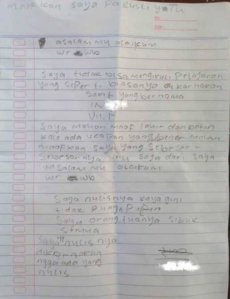 Potret kocak surat izin siswa tak masuk kelas Berbagai sumber