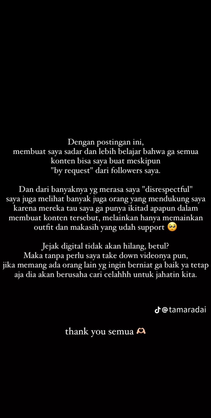 klarifikasi tamara dai konten jessica wongso © TikTok