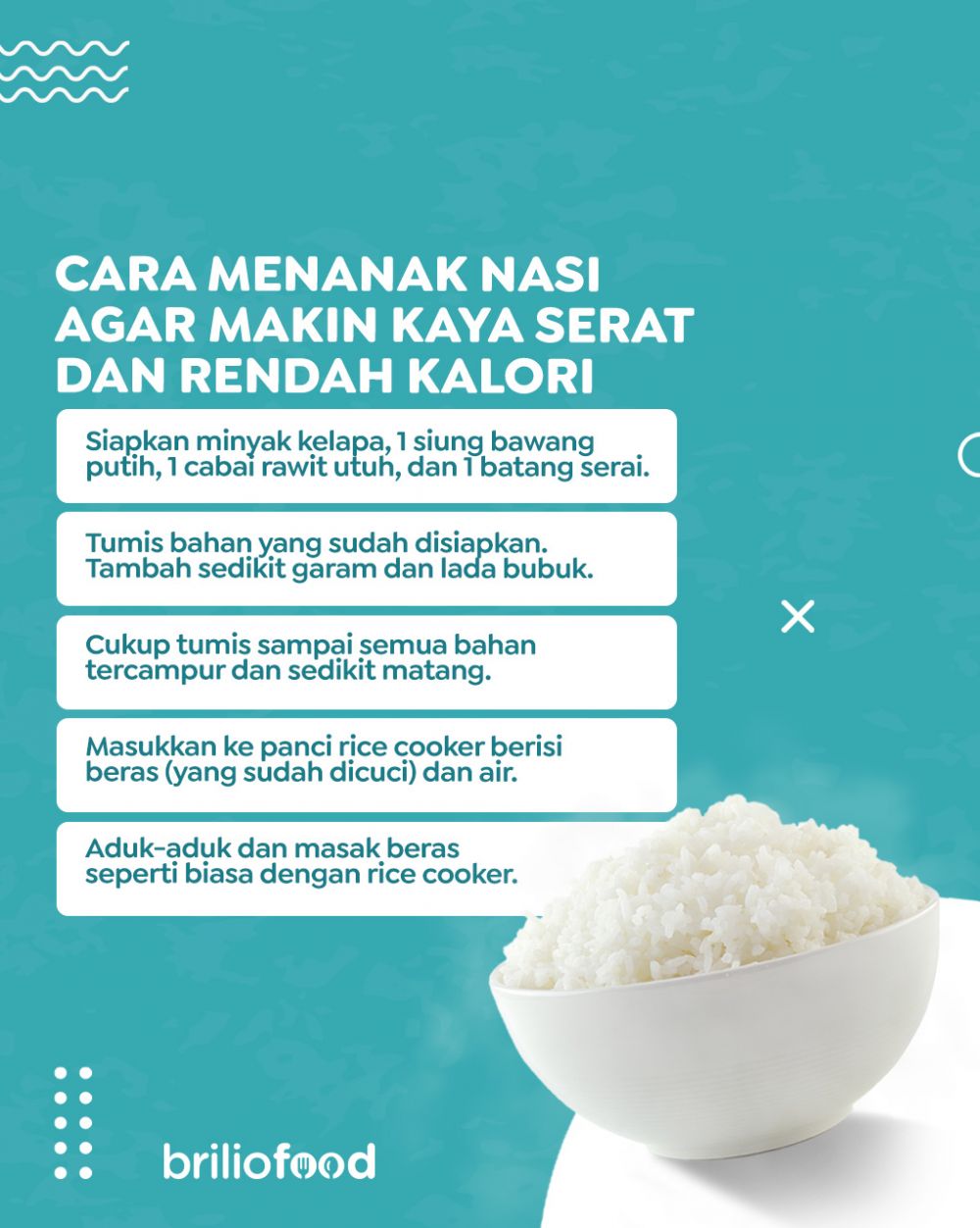 Jangan cuma pakai minyak kelapa, ini trik menanak nasi putih agar makin kaya serat dan rendah kalori