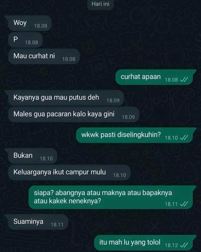 Chat teman curhat bikin bingung  Berbagai sumber