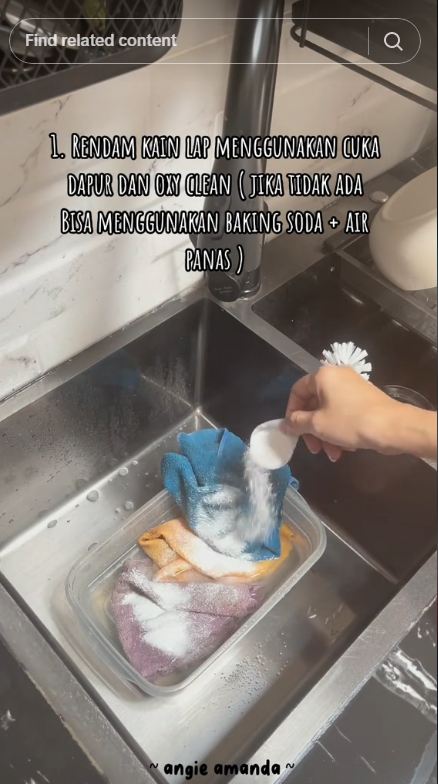 Cara mencuci lap dapur tanpa sitrun dan sabun cuci piring, ampuh pakai 2 bahan dapur