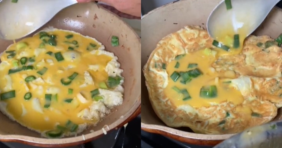 Bukan ditambah tepung atau sayur kol, ini trik goreng telur dadar tebal dan tak mudah kempis