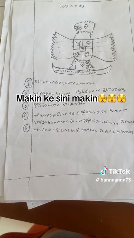 hasil tugas murid burung garuda © TikTok