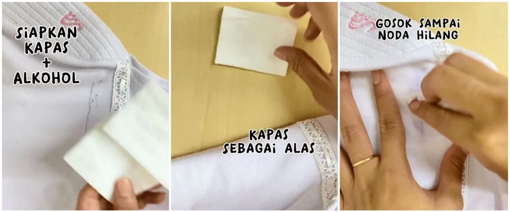 cara hilangkan noda bekas bolpoin © TikTok
