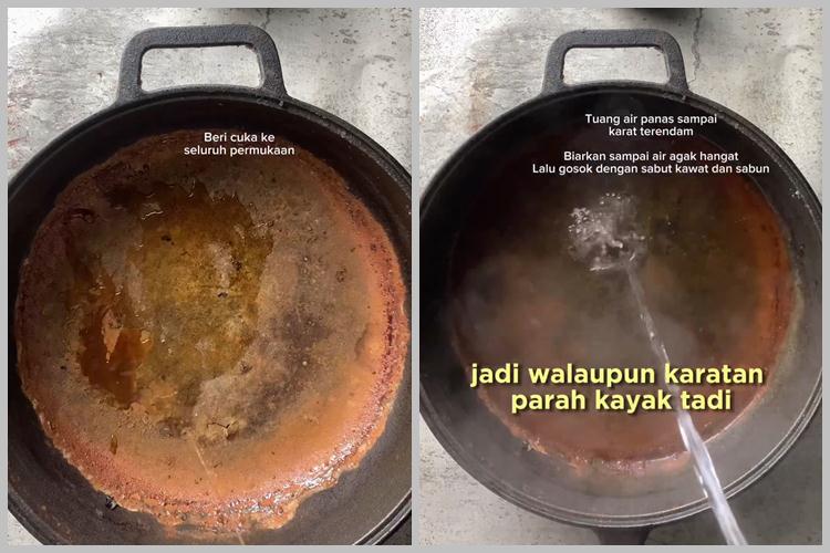 Bukan diberi baking soda atau sitrun, begini cara hilangkan karat di panci cuma pakai 3 bahan dapur
