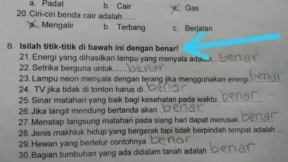 17 Potret lucu jawaban murid Berbagai sumber