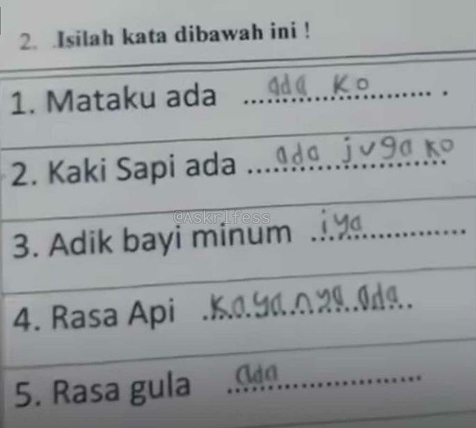 17 Potret lucu jawaban murid Berbagai sumber 17 Potret lucu jawaban murid Berbagai sumber