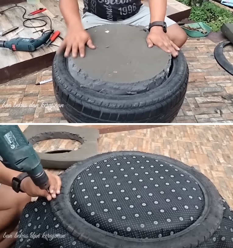 sofa dari ban bekas © YouTube sofa dari ban bekas © YouTube