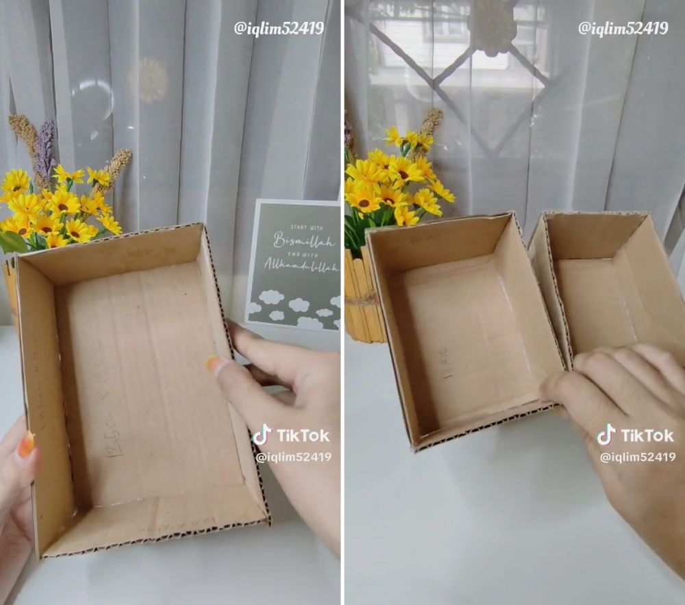 rak mini dari kardus © TikTok