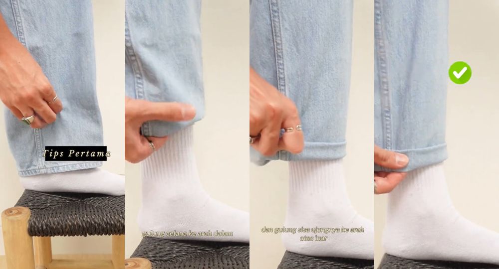 trk menggulung celana jeans yang kepanjangan tanpa dijahit © berbagai sumber