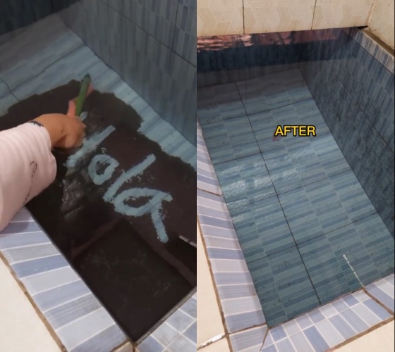 cara bersihkan kotoran di dasar bak mandi © TikTok cara bersihkan kotoran di dasar bak mandi © TikTok