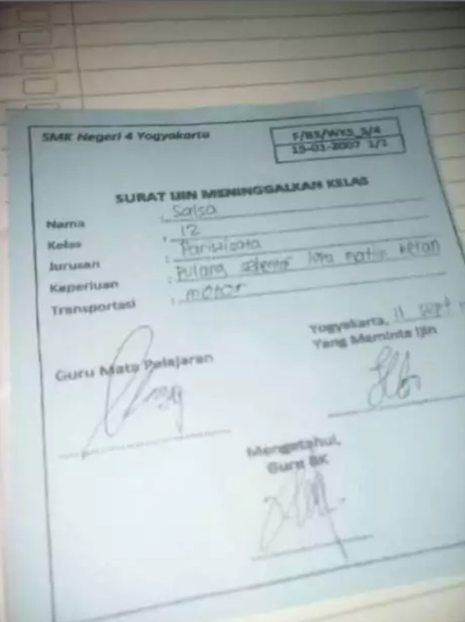 Surat izin bikin dilema   Berbagai sumber