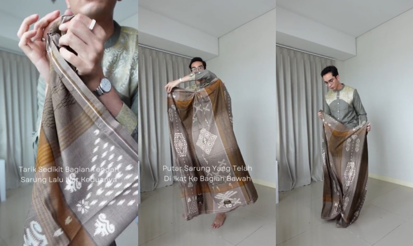 ubah sarung jadi seperti celana © TikTok ubah sarung jadi seperti celana © TikTok