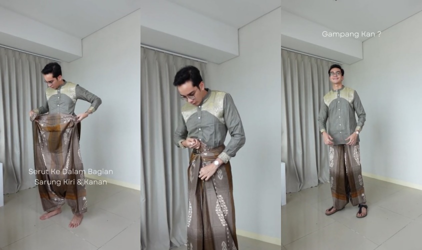 ubah sarung jadi seperti celana © TikTok ubah sarung jadi seperti celana © TikTok