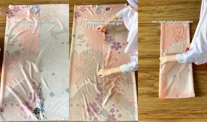 lipat hijab agar tidak bergaris dan kusut © TikTok lipat hijab agar tidak bergaris dan kusut © TikTok