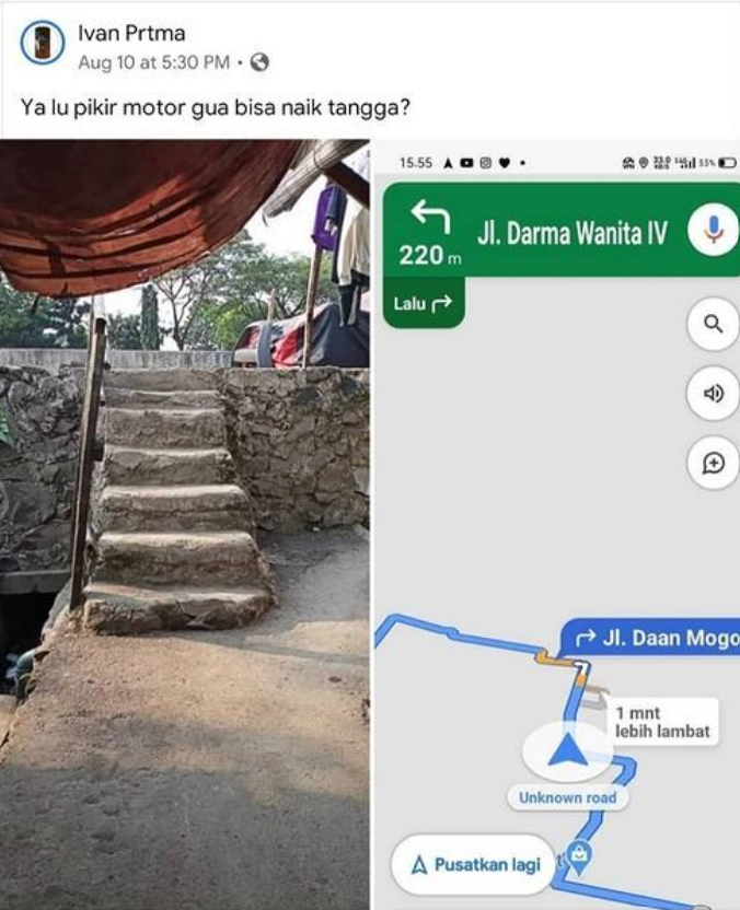 Potret maps ojol error  Berbagai sumber