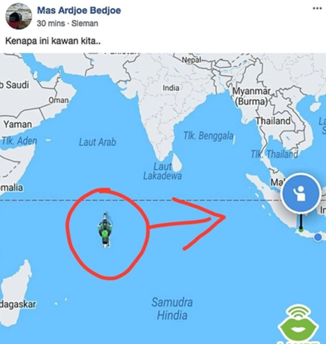 Potret maps ojol error  Berbagai sumber