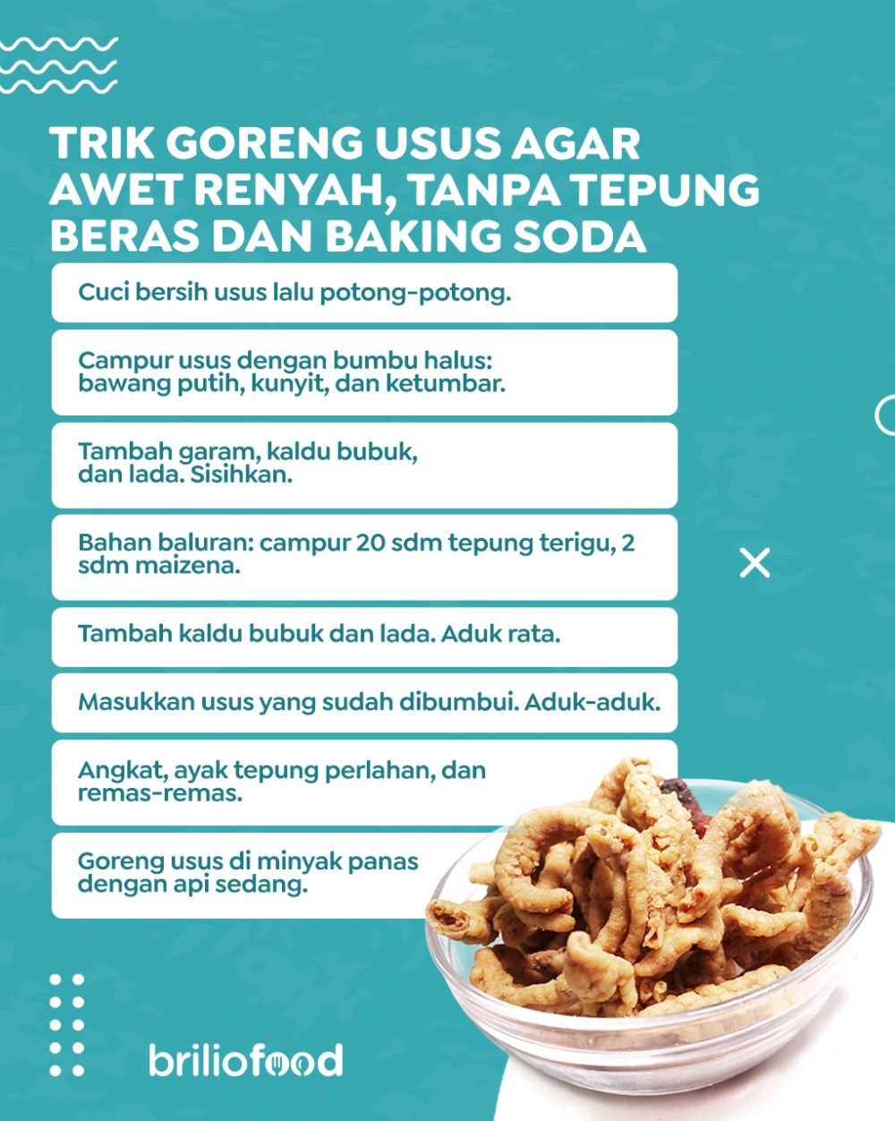 Tanpa tepung beras dan baking soda, ini trik goreng usus agar awet renyah pakai tambahan 1 bahan dapur